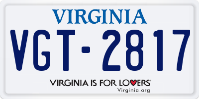 VA license plate VGT2817