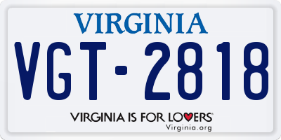 VA license plate VGT2818