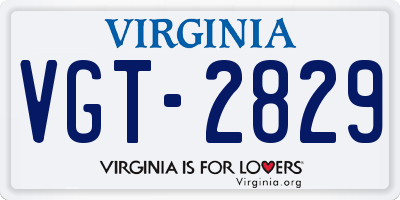 VA license plate VGT2829