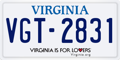 VA license plate VGT2831