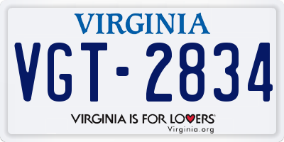 VA license plate VGT2834