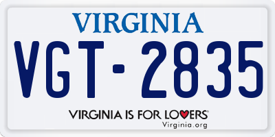 VA license plate VGT2835