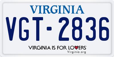 VA license plate VGT2836