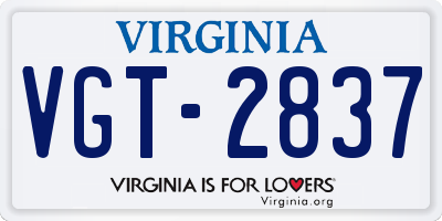 VA license plate VGT2837