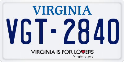 VA license plate VGT2840