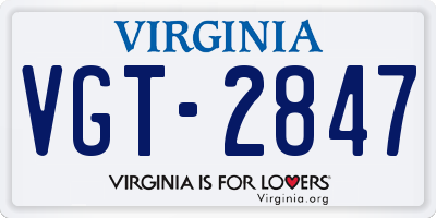 VA license plate VGT2847
