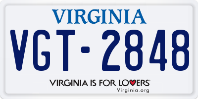 VA license plate VGT2848
