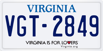 VA license plate VGT2849