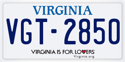 VA license plate VGT2850