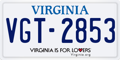 VA license plate VGT2853