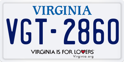 VA license plate VGT2860
