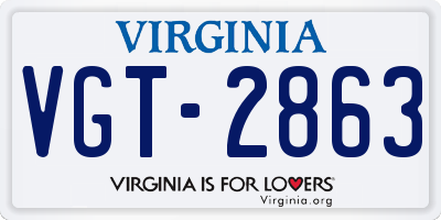 VA license plate VGT2863