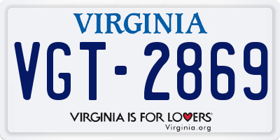 VA license plate VGT2869