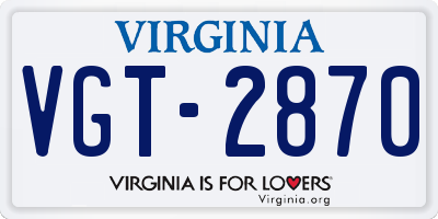 VA license plate VGT2870