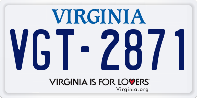 VA license plate VGT2871