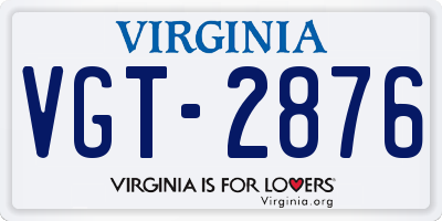 VA license plate VGT2876
