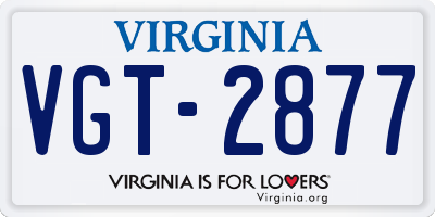 VA license plate VGT2877