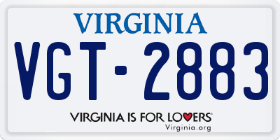 VA license plate VGT2883