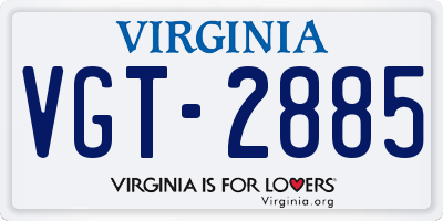VA license plate VGT2885