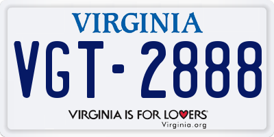 VA license plate VGT2888