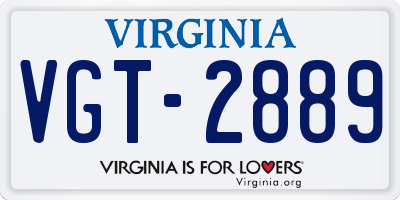 VA license plate VGT2889