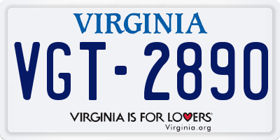 VA license plate VGT2890