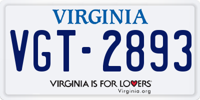 VA license plate VGT2893