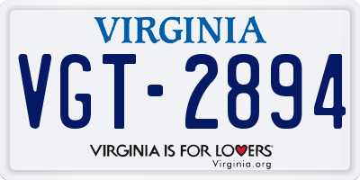 VA license plate VGT2894