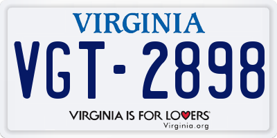 VA license plate VGT2898
