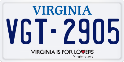 VA license plate VGT2905