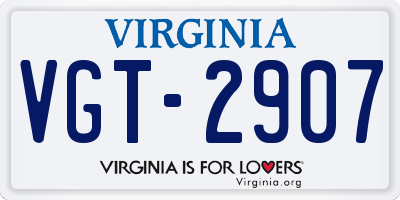 VA license plate VGT2907