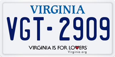 VA license plate VGT2909