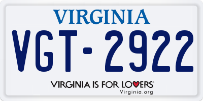 VA license plate VGT2922