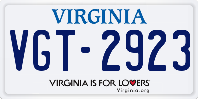 VA license plate VGT2923