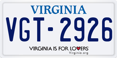 VA license plate VGT2926