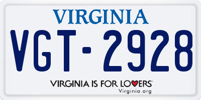 VA license plate VGT2928