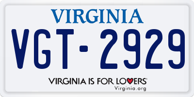 VA license plate VGT2929