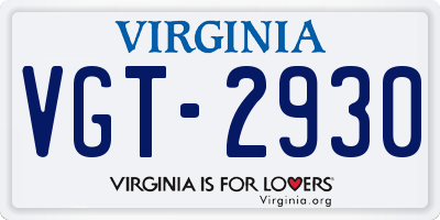 VA license plate VGT2930