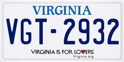 VA license plate VGT2932
