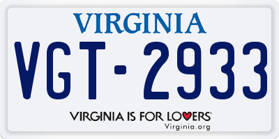VA license plate VGT2933