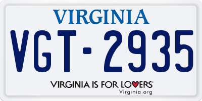 VA license plate VGT2935