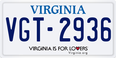 VA license plate VGT2936