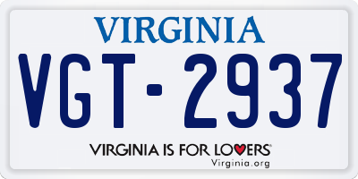 VA license plate VGT2937