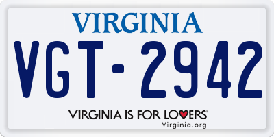 VA license plate VGT2942