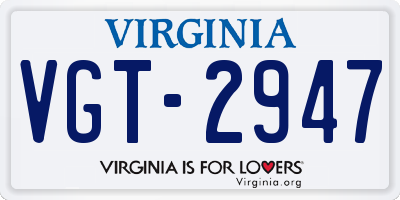 VA license plate VGT2947