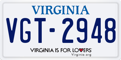 VA license plate VGT2948
