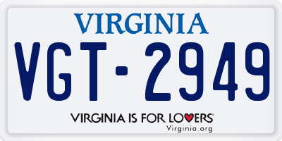 VA license plate VGT2949
