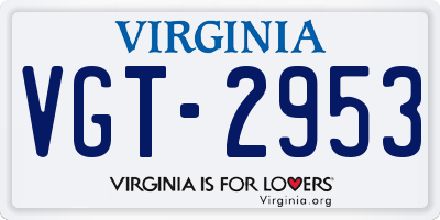 VA license plate VGT2953