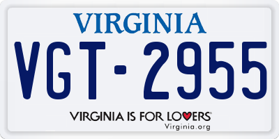 VA license plate VGT2955