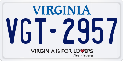 VA license plate VGT2957